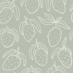 Seamless pattern with soursop fruits in pastel colors