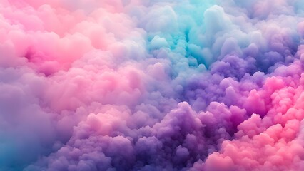 Fototapeta premium A dreamy blend of pastel clouds in shades of pink, blue, and purple, creating a serene atmosphere.
