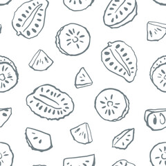 Hand drawn soursop fruits seamless pattern