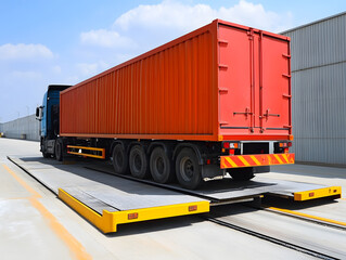 A truck or trailer carrying cargo on truck scales. Neural network AI generated art