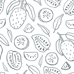 Seamless pattern with soursop fruits