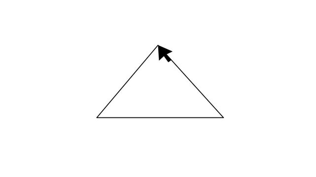A Triangle line is drawn with the mouse pointer. pencil drawing a Triangle line