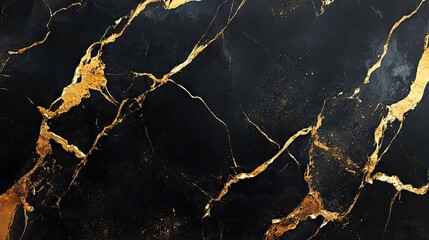 Elegant black and gold marble texture with striking veining patterns.