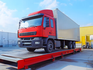 A truck or trailer carrying cargo on truck scales. Neural network AI generated art