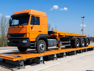 A truck or trailer carrying cargo on truck scales. Neural network AI generated art