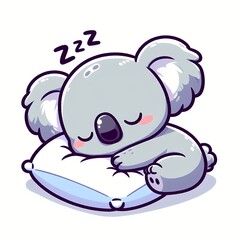 Fototapeta premium cute Koala sleeping on pillow cartoon vector icon illustration 
