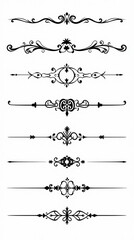 Elegant Black Ornamental Border Designs on White Background