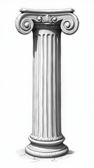 Obraz premium Intricate Pencil Sketch of Classical Greek Ionic Column Design