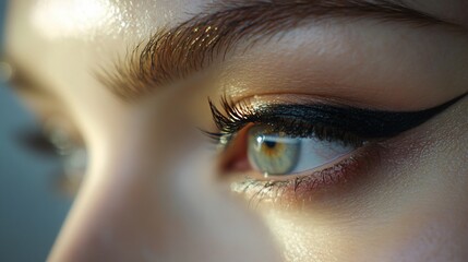 Fototapeta premium Close-up of a striking eye with dramatic makeup and vivid colors.