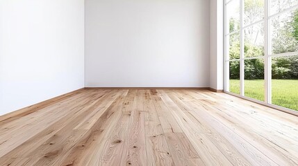 a photostock of a  Empty room of modern contemporary loft with plants on wooden floor. Generative AI , isolated on white background,  , copy space, copy space for text,