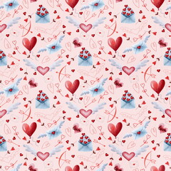 valentines day, hearts, love, stickers, red, pink, 14 February, red hearts, 14 February stickers, colored hearts, love letters, heart shaped, pattern, aesthetic, watercolor