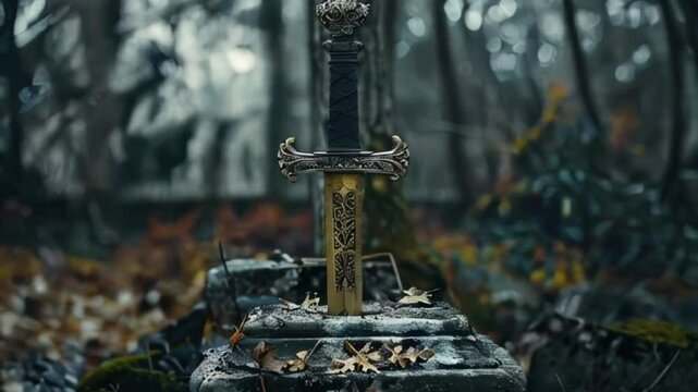 Fantastic weapon royal sword with beautiful handle and blade