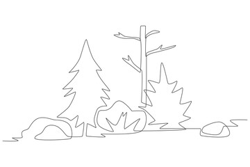 Forest concept one-line drawing