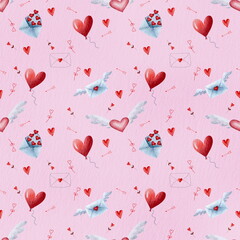valentines day, hearts, love, stickers, red, pink, 14 February, red hearts, 14 February stickers, colored hearts, love letters, heart shaped, pattern, aesthetic, watercolor