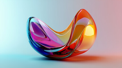 Abstract minimalist design, colorful glass shape