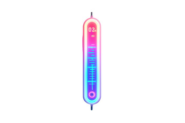 Digital thermometer with vibrant neon design, displaying temperature readings. Ideal for modern health and wellness applications. isolated on transparent background