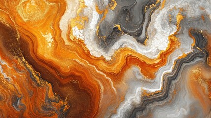Fototapeta premium Abstract swirling patterns with vibrant orange and cool gray tones create a dynamic flow of color and texture.