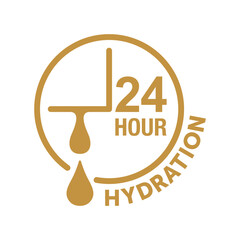 24 hour moisturization icon - clock and drop