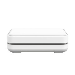 Compact white device with sleek design, ideal for modern technology setups. Perfect for home or office use, enhancing organization and aesthetics. isolated on transparent background
