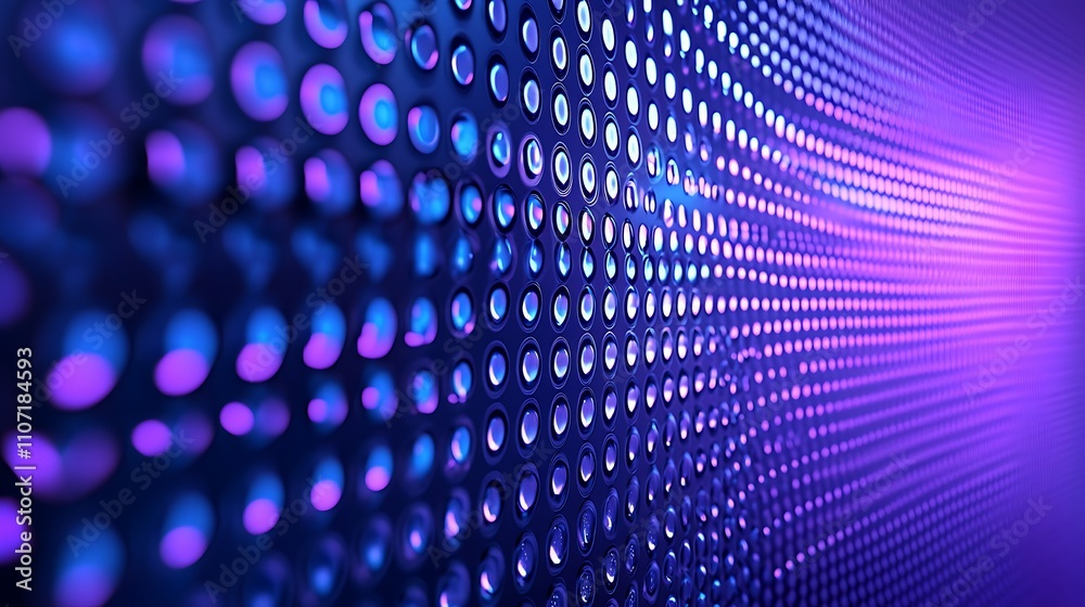Poster abstract background with vibrant purple and blue circular lights creating a mesmerizing pattern and 