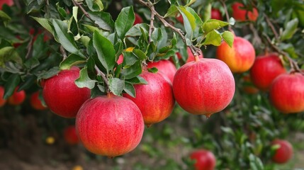 Obraz premium Ripe pomegranates on a tree branch.