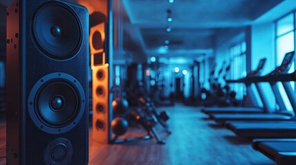 A gym sound system with speakers mounted on the walls, ready to energize workout sessions.