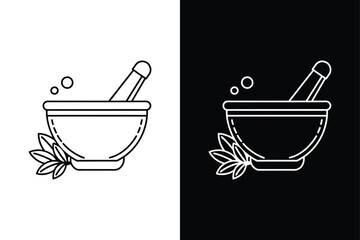 Mortar and pestle flat icon vector on White Background Vector Art Illustration on white background.