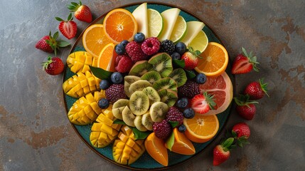 Colorful Tropical Fruits Beautifully Arranged on a Plate for Health Benefits