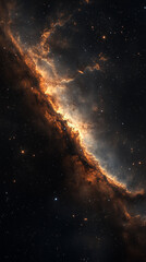 Fototapeta premium Amazing nebula in the shape of an orange and brown cloud, set against a dark background with stars. This cosmic scene conveys mystery and wonder at the vast beauty of the universe.