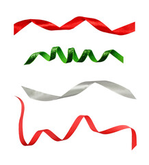 Christmas festive streamer on isolated background. Template for text, design elements, copy space, flyers, social media