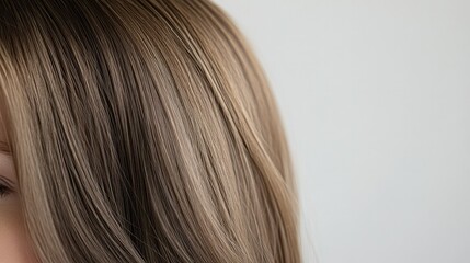 Naklejka premium A macro view of sparse hair on a woman head, with clear detailing against a neutral white background