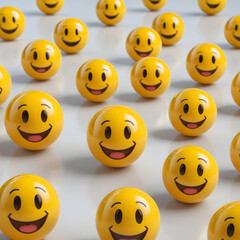 Fototapeta premium Express Yourself: Popular Happy Emoticons Smiley High-quality Emojis. Generative AI.