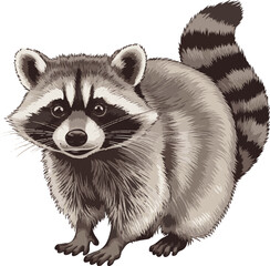 Raccoon vector cartoon illustration, isolated, white background, fur, racoon, polecat © Fozley