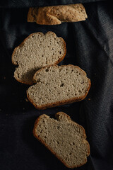 homemade fresh bread on a towel, tasty and healthy