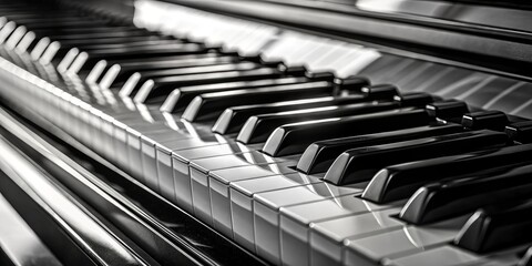 Captivating Black and White Close-Up of Piano Keys Showcasing Texture and Contrast in Architectural Style for Music Enthusiasts and Interior Design Lovers