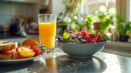 Healthy and Fresh Juice in a Glass with Mixed Fruits and Vegetables