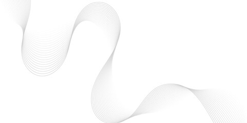 Abstract gray wave dynamic curve lines on transparent background with flowing particles. Digital energy waves technology concept. Modern backdrop design for business, presentation, banner.