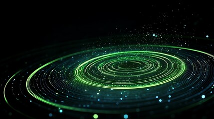 Obraz premium Abstract Green Swirling Light Pattern with Sparkles in a Dark Background for Creative Design Projects