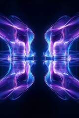 Abstract light waves with vivid colors creating a surreal symmetry in a dark environment