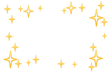 Frame with stars and sparkles. Greeting card or magical advertisement design. Empty space in middle. Vector illustration on white