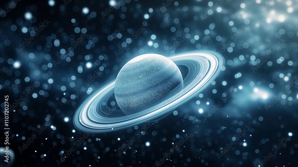 Canvas Prints giant gas planet with rings against sparkling stars image. cosmic sphere in outer space photography 
