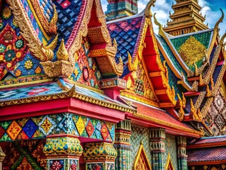 Fototapeta premium Vibrant and Intricate Thai Batik Patterns Showcasing the Rich Cultural Heritage of Thailand's Textile Artistry and Colorful Designs for Home Decor and Fashion Accessories