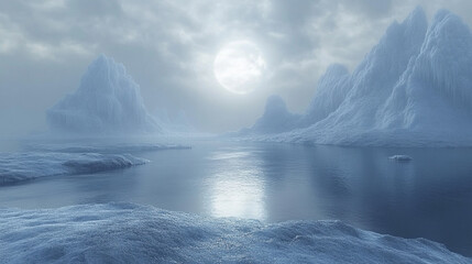 Fototapeta premium Frozen tundra with icy landscapes and soft light