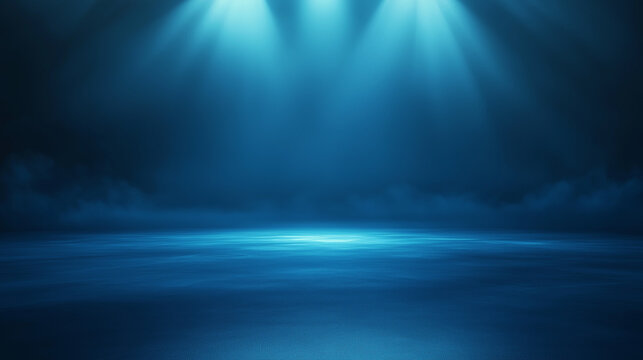 Abstract empty blue studio background. Scene for advertising, showcase, presentation, cosmetic ads, website, banner, fashion. Illustration. Product display