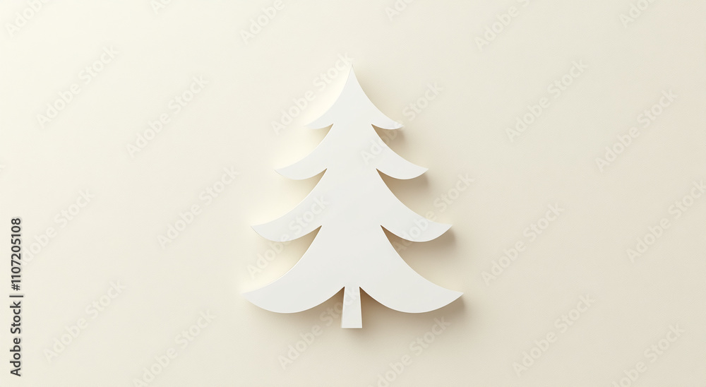 Poster minimalist white tree decoration on a light background showcasing simplicity and elegance for festiv