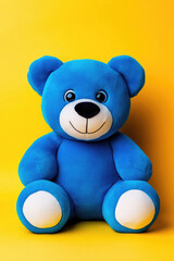Obraz premium blue teddy bear on yellow background