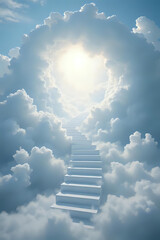 Stair to heaven with cloud decoration. Ai generated