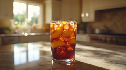 Bright Environment Peach Iced Tea Refreshing Summer Home Experience