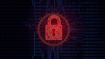 Blockchain lock and key surrounded by binary code on a dark background, symbolizing security and encryption in cryptocurrency transactions, dark background, technology
