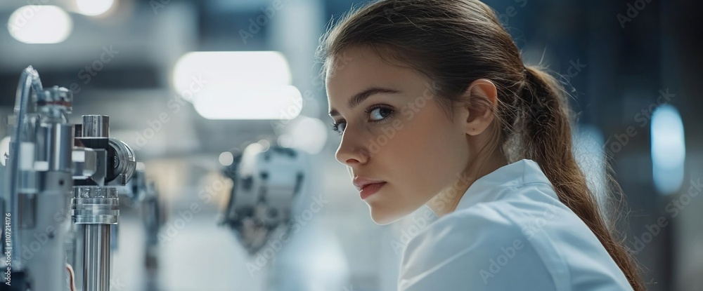Poster a scientist in a lab, focused on research and innovation.